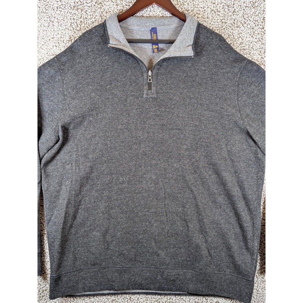 Polo by Ralph Lauren Men's Sweater Gray and Black Reversible 1/4 Zip size Medium